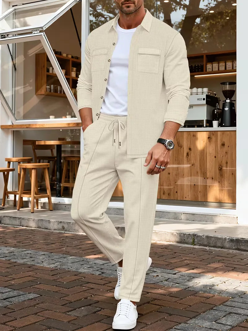 Men's Button-Up Bomber Jacket with Chest Pockets