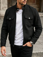 Men's Bomber Jacket with Collared Neckline