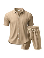 Men's Vertical Stripe Shirt and Shorts Set
