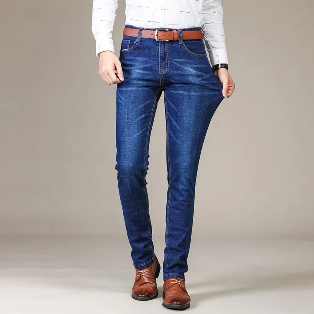 Men's Slim-Fit Stretch Jeans – Dark-Wash Denim Trousers