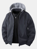Men's Relaxed Hooded Bomber Jacket – Detachable Drawstring Hood
