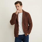Men's Chunky Cable-Knit Shawl-Collar Cardigan