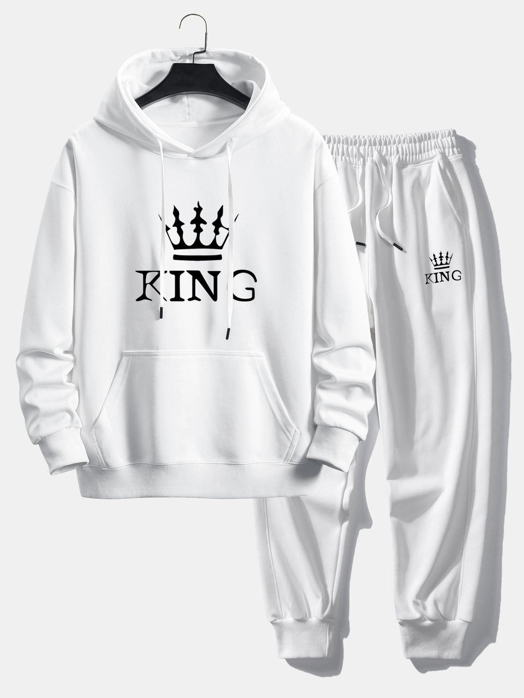 Men's Printed Relaxed Tracksuit – Cotton Blend Hoodie Set