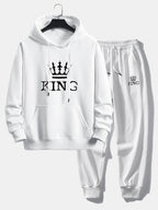Men's Printed Relaxed Tracksuit – Cotton Blend Hoodie Set