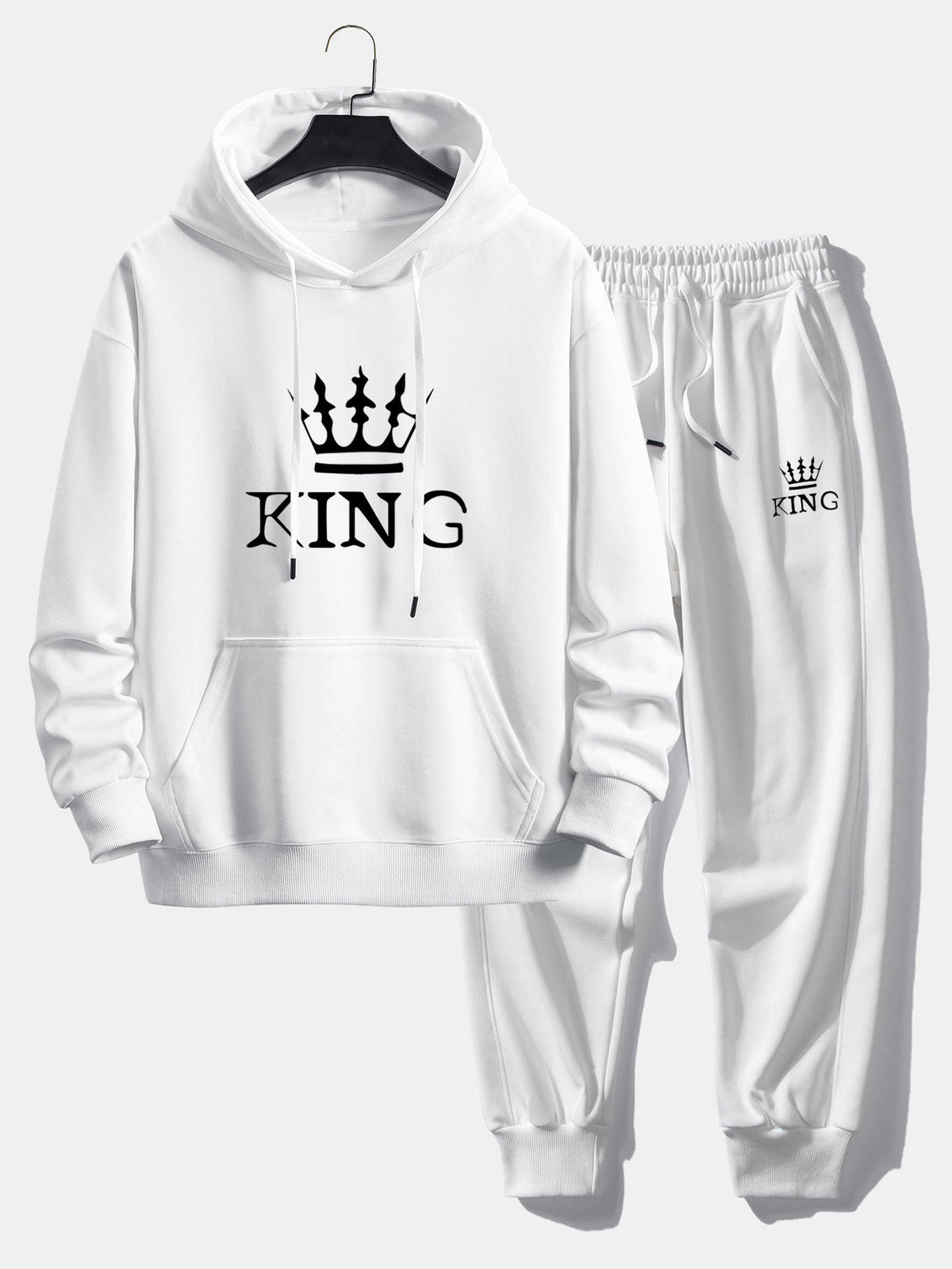 Men's Printed Relaxed Tracksuit – Cotton Blend Hoodie Set