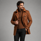 Men's Double-Collar Wool-Blend Business Coat
