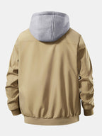 Men's Zip-Up Bomber Jacket with Detachable Hood