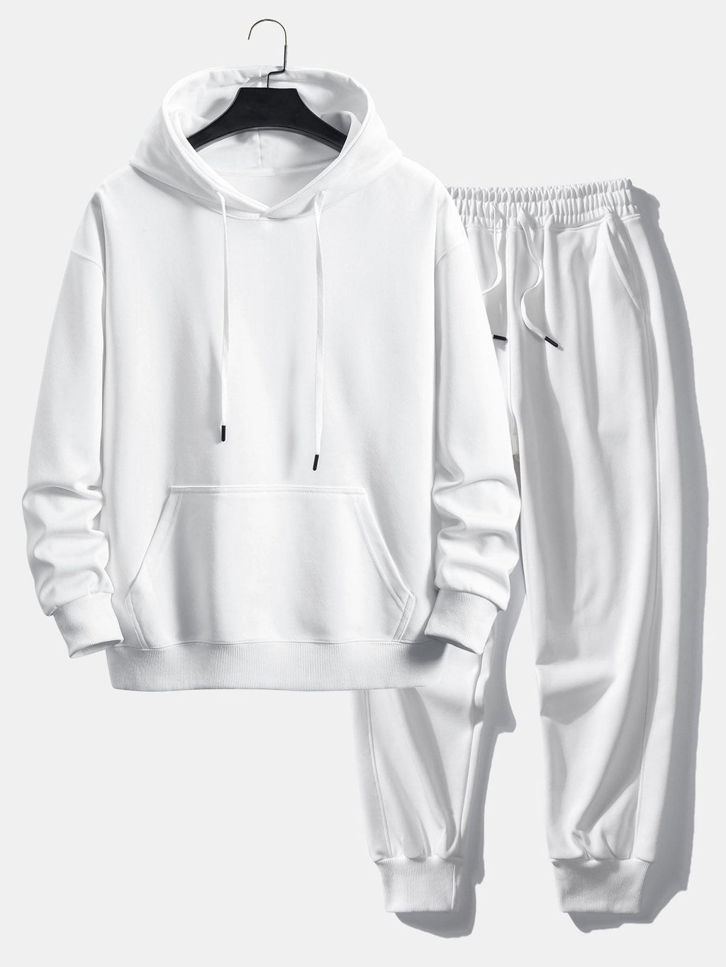Men's Basic Tracksuit Set – Pullover Hoodie and Cuffed Joggers