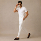 Men's Slim-Fit Stretch Dress Trousers – Flat Front