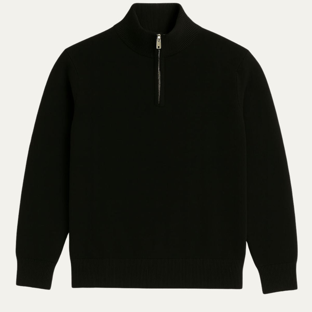 Men's Cotton Quarter-Zip Jumper – Ribbed Collar