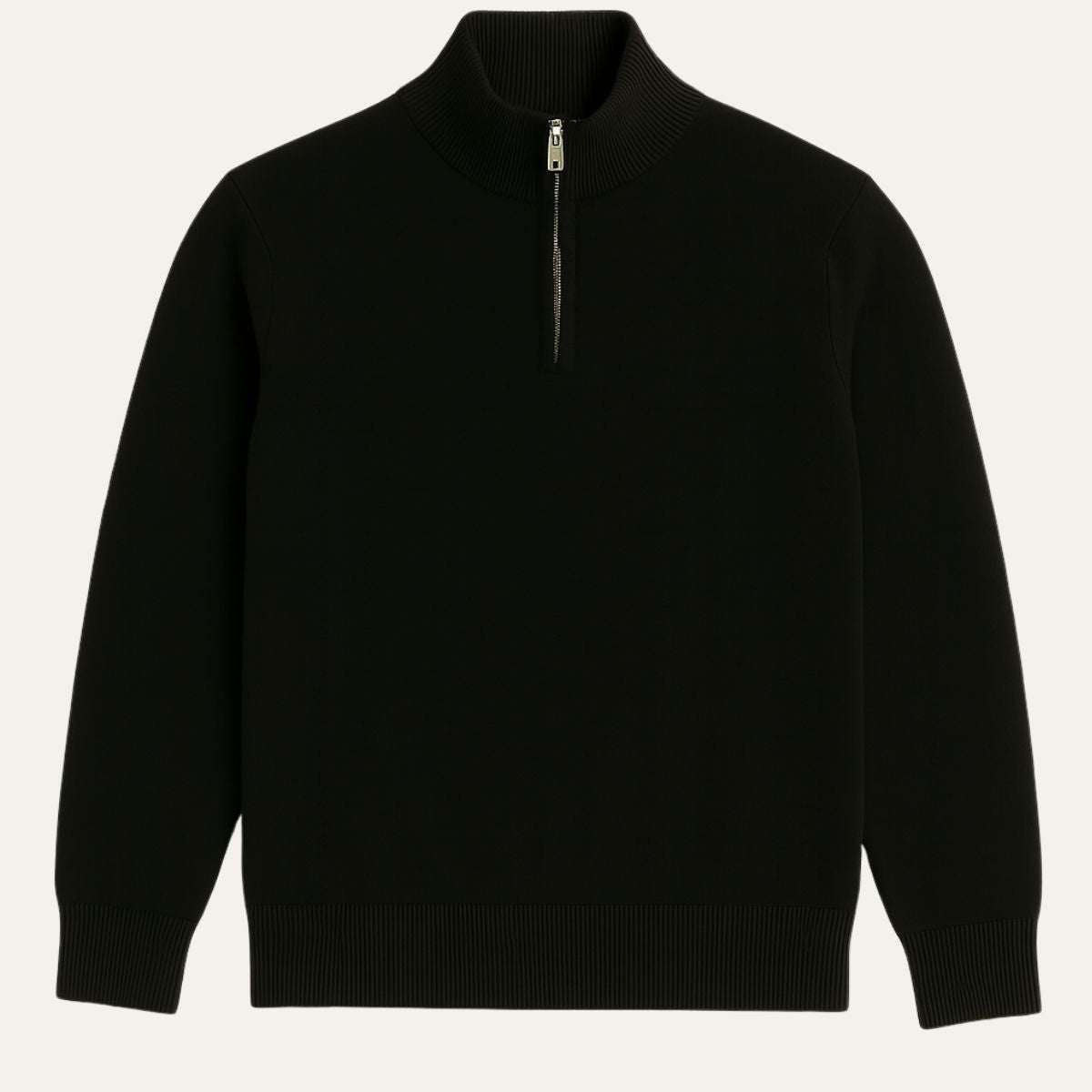 Men's Cotton Quarter-Zip Jumper – Ribbed Collar