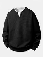 Men's Waffle Textured Layered Sweatshirt
