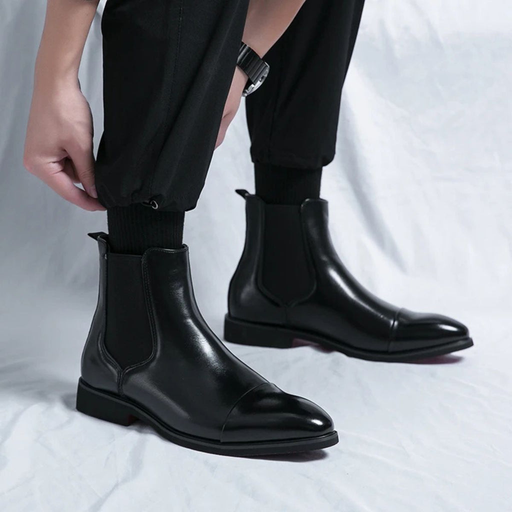 Men's Chelsea Boots – Elastic Side Panels, Red Sole