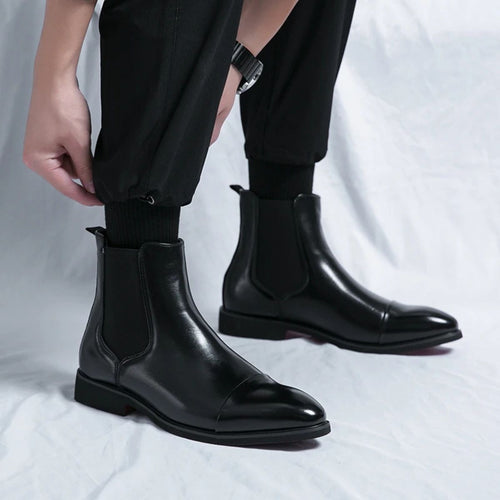 Men's Chelsea Boots – Elastic Side Panels, Red Sole