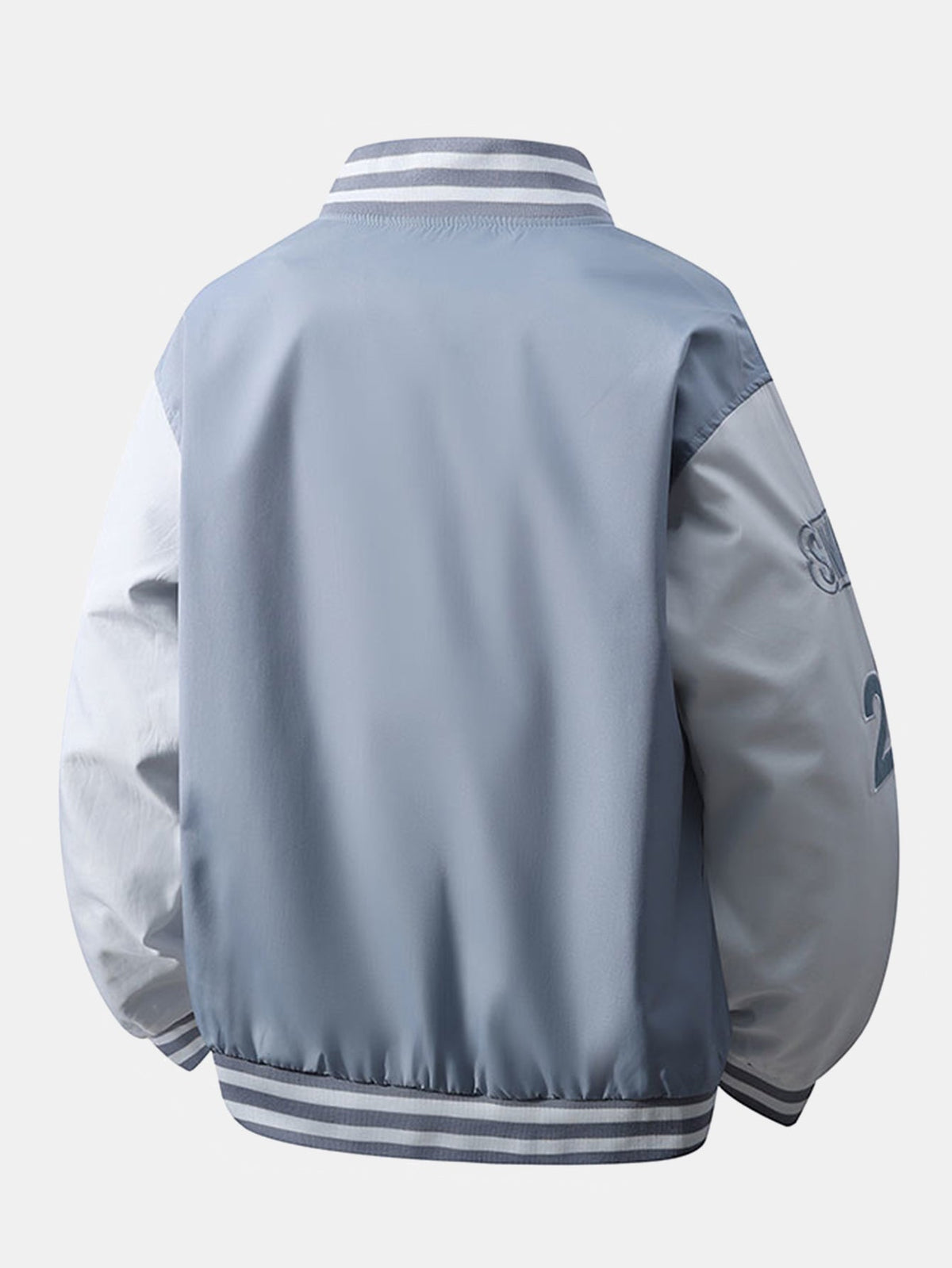 Men's Embroidered Varsity Bomber Jacket with Ribbed Trims