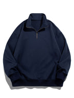 Men's Teddy Fleece Lined Half Zip Sweatshirt with Stand Collar