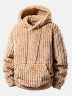 Men's Winter Teddy Co-Ord Tracksuit – Ribbed Pullover Hoodie