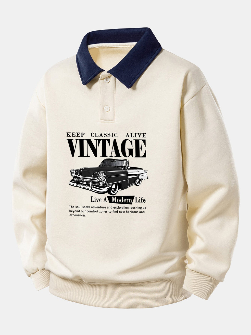Men's Relaxed Fit Printed Polo Sweatshirt