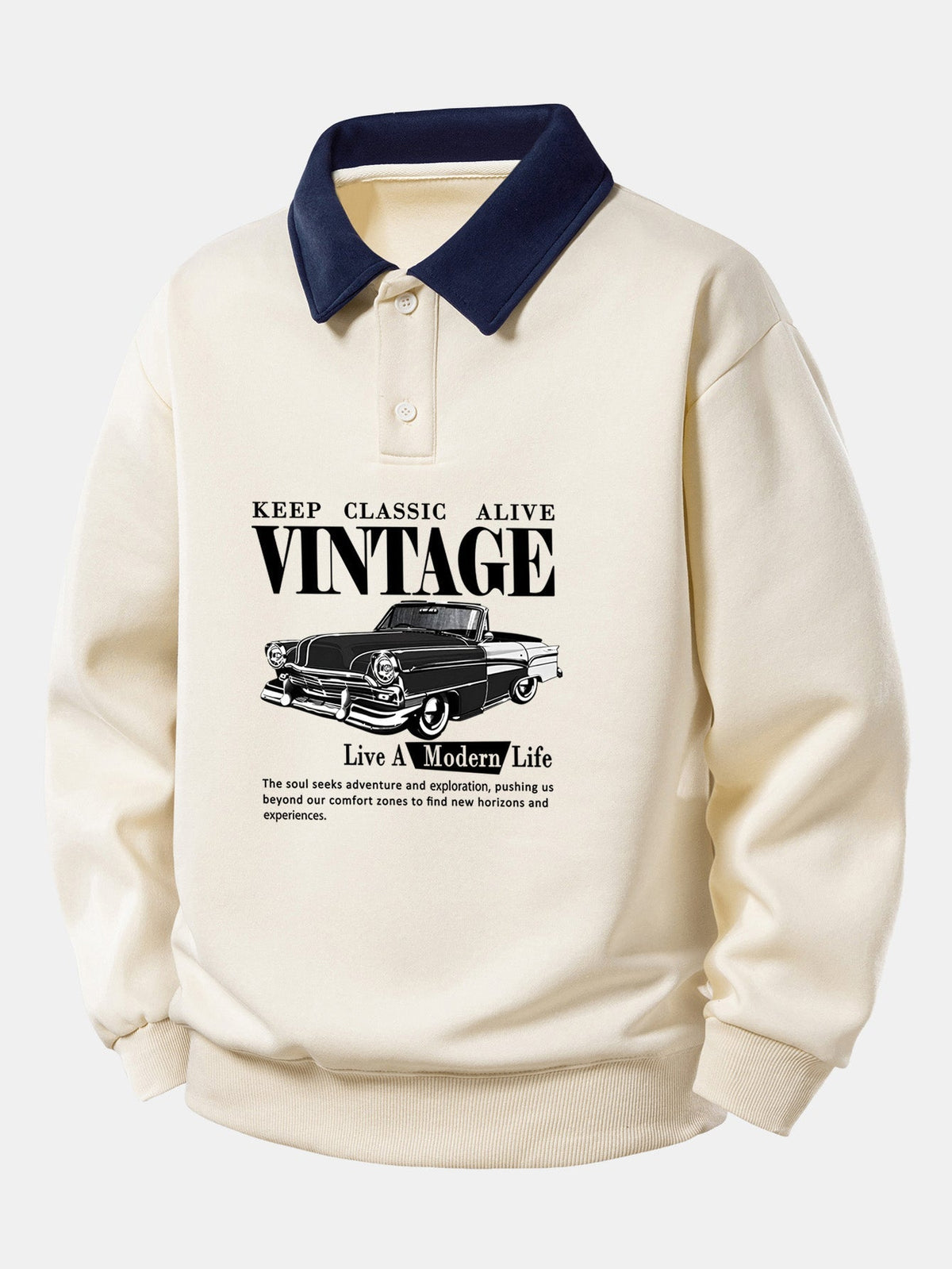 Men's Relaxed Fit Printed Polo Sweatshirt
