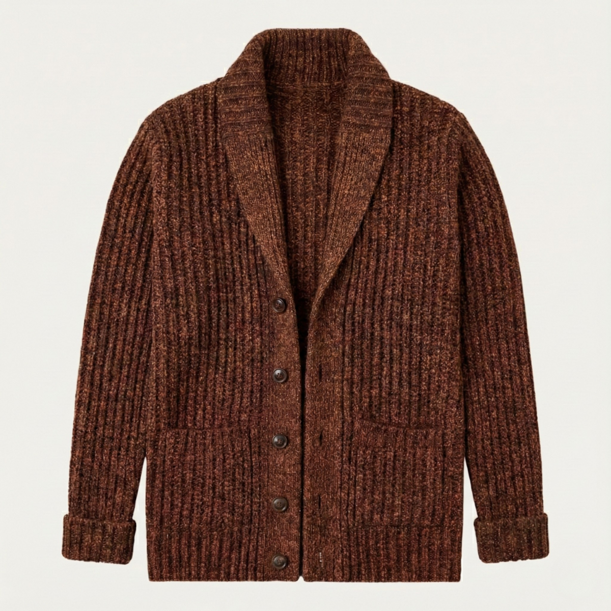 Men's Chunky Cable-Knit Shawl-Collar Cardigan