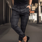 Men's Plaid Slim-Fit Chinos – Smart Casual Trousers