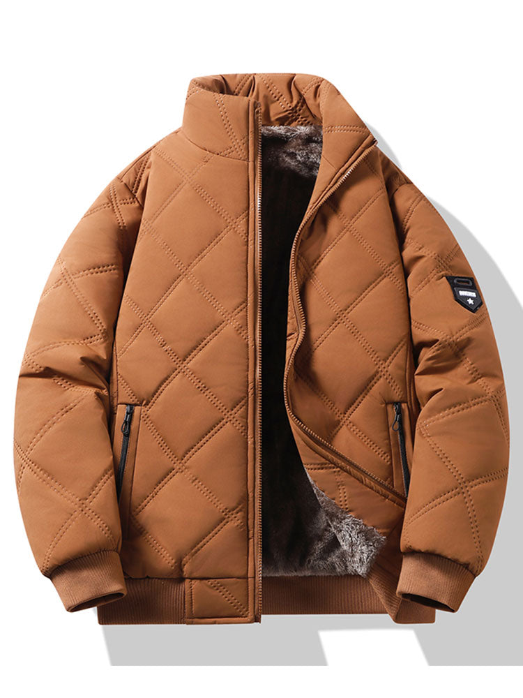 Men's Faux Fur-Lined Quilted Winter Jacket