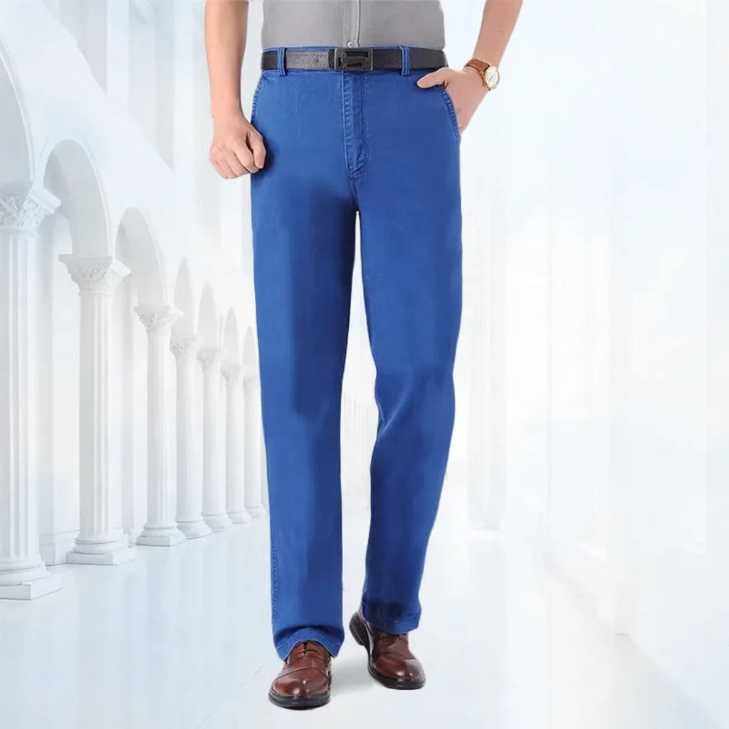 Men's Straight-Fit Stretch Jeans – Classic Flexible Denim Trousers