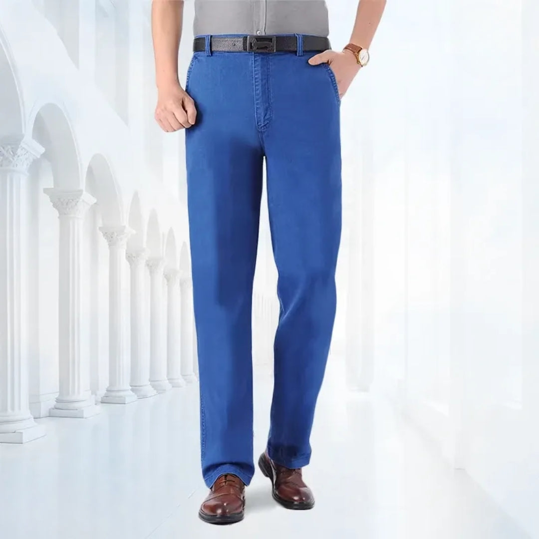 Men's Straight-Fit Stretch Jeans – Classic Flexible Denim Trousers