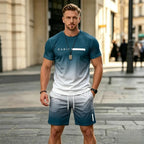 Men's Two-Piece Summer Set – Short-Sleeve T-Shirt and Drawstring Shorts