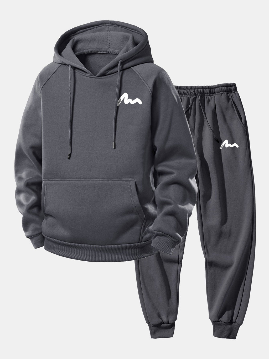 Men's Printed Hoodie Tracksuit – Relaxed Polyester Jogger Set