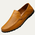 Men's Perforated Leather-Look Loafers – Breathable Slip-On