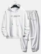 Men's Relaxed Cotton Blend Tracksuit – Printed Hoodie and Joggers