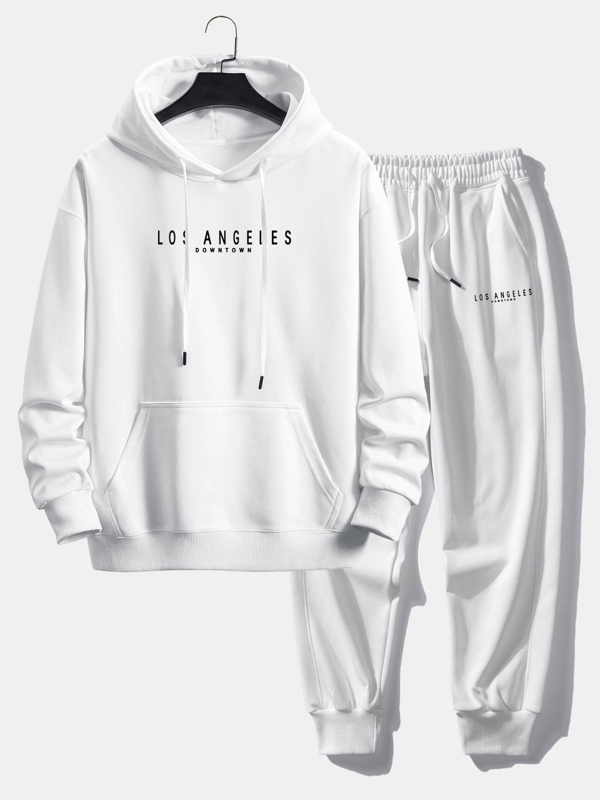 Men's Relaxed Cotton Blend Tracksuit – Printed Hoodie and Joggers