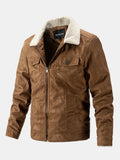 Men's Teddy-Lined Faux Suede Jacket – Warm Winter Zip-Up Outerwear