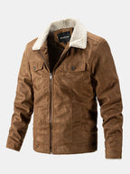Men's Teddy-Lined Faux Suede Jacket – Warm Winter Zip-Up Outerwear