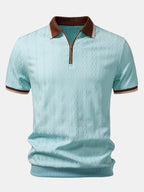 Men's Twisted Jacquard Quarter-Zip Knit Polo