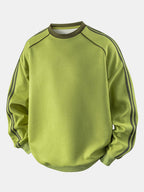Men's Striped Waffle Crew Neck Sweatshirt