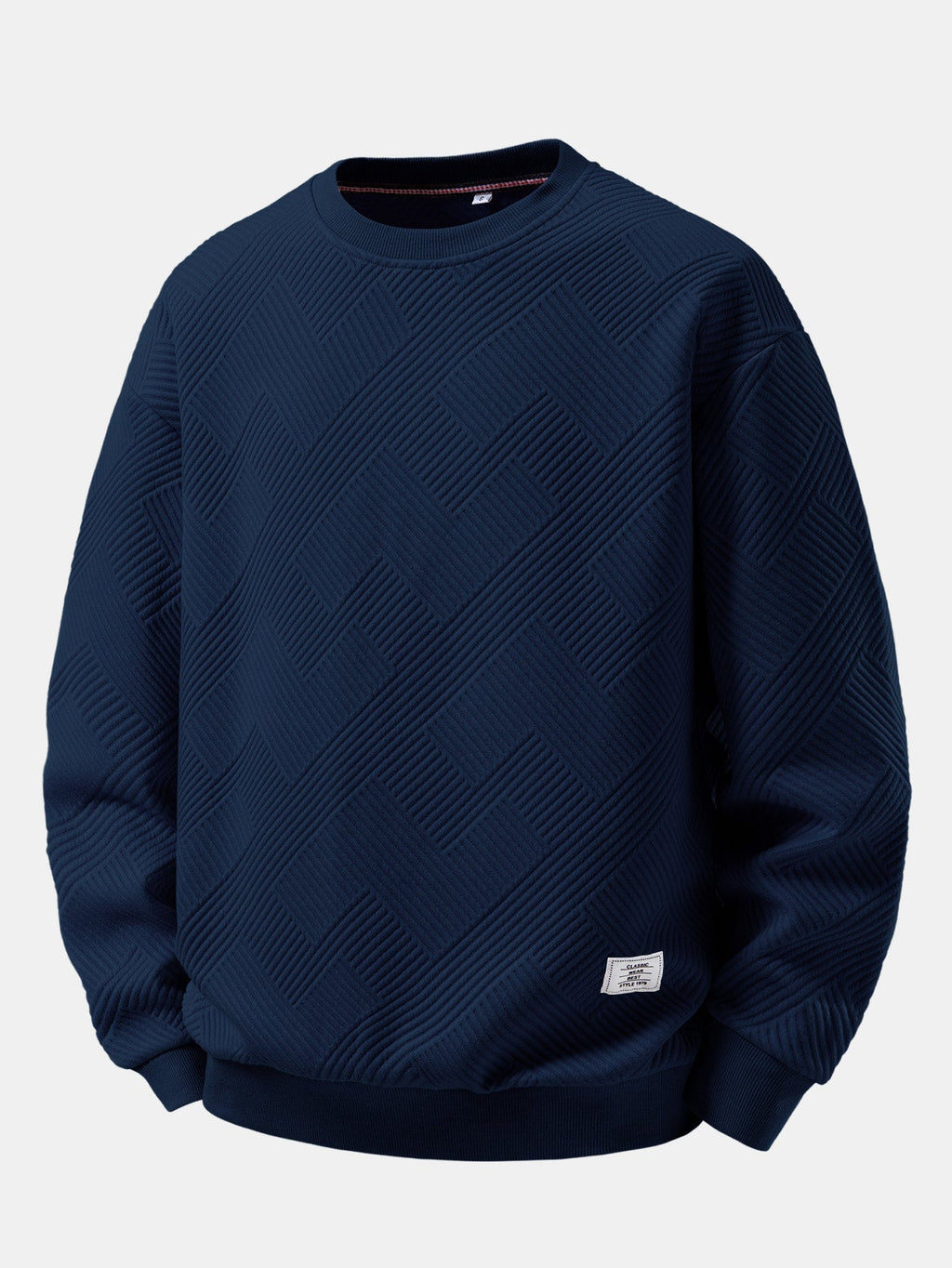 Men's Geometric Textured Crew Neck Sweatshirt