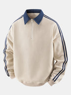 Men's Waffle Textured Quarter-Zip Polo Sweatshirt