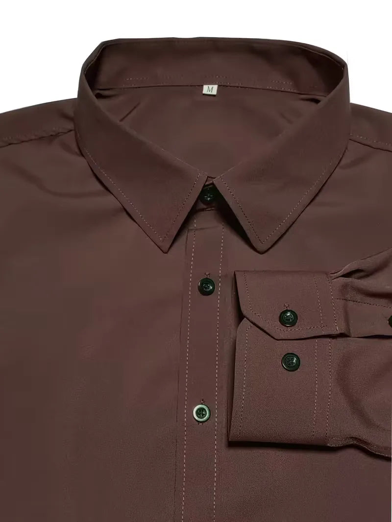 Men's Slim-Fit Mandarin Collar Formal Shirt