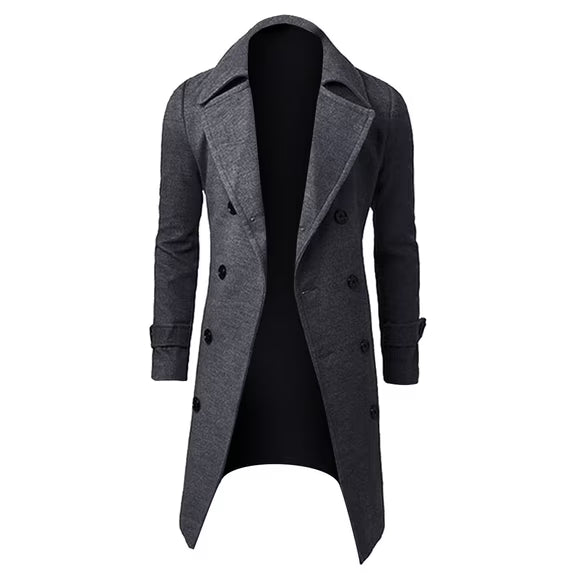 Men's Double-Breasted Longline Trench Coat