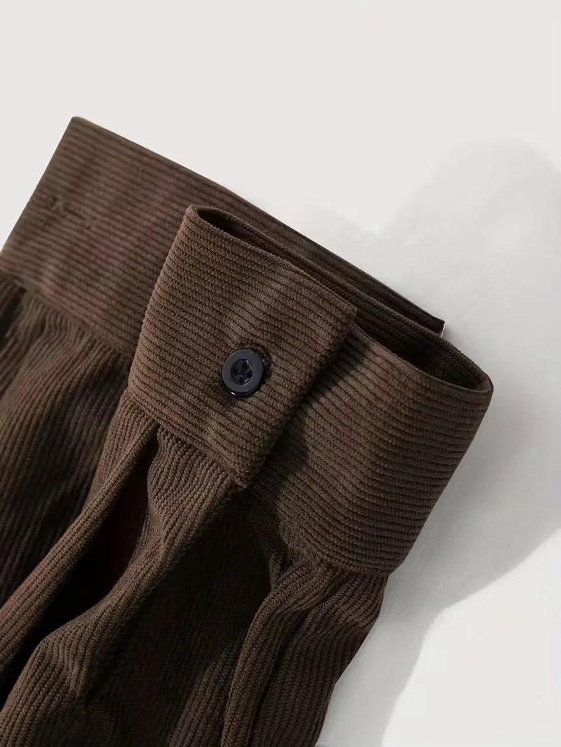 Men's Ribbed Long Sleeve Shirt with Chest Pocket