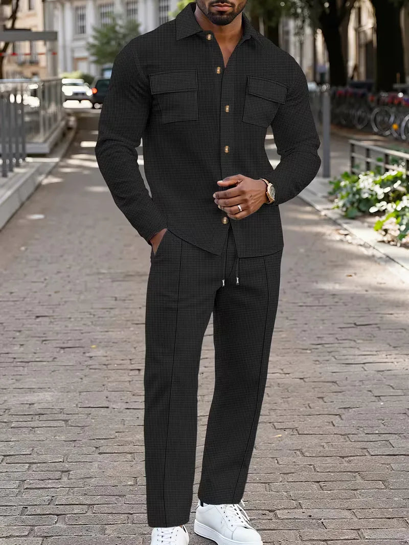Men's Button-Up Bomber Jacket with Chest Pockets
