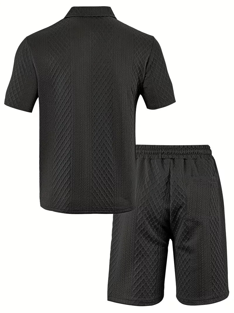 Men's Jacquard Polo and Shorts Set