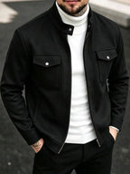 Men's Bomber Jacket with Collared Neckline