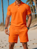 Men's Polo and Shorts Summer Set in Light Blue