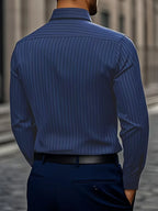 Men's Slim-Fit Striped Mandarin Collar Shirt