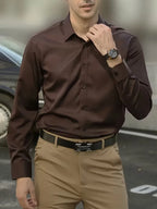 Men's Slim-Fit Mandarin Collar Formal Shirt