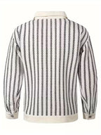 Men's Striped Button-Up Denim Jacket