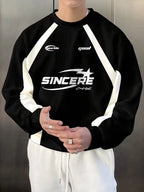Men's Colour-Block Raglan Sweatshirt with Front Print